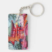 Cool japanese Red Temple Spring Asano Takeji Sleutelhanger (achterkant)