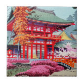 Cool japanese Red Temple Spring Asano Takeji Tegeltje (Voorkant)
