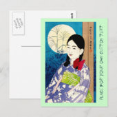 Cool japanese schoonmeisje Natori volle maan Briefkaart (Voorkant / Achterkant)