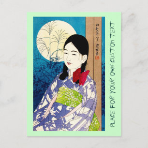 Cool japanese schoonmeisje Natori volle maan Briefkaart