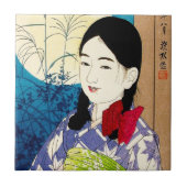 Cool japanese schoonmeisje Natori volle maan Tegeltje (Voorkant)