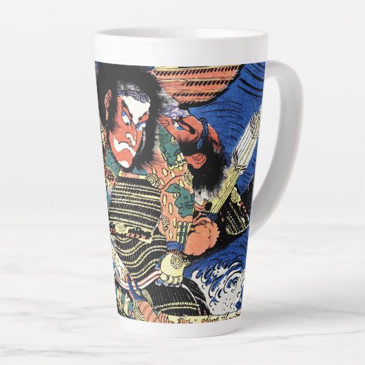 Cool japanese ukiyo-e legendarische strijder samur latte mok (Rechterhoek)