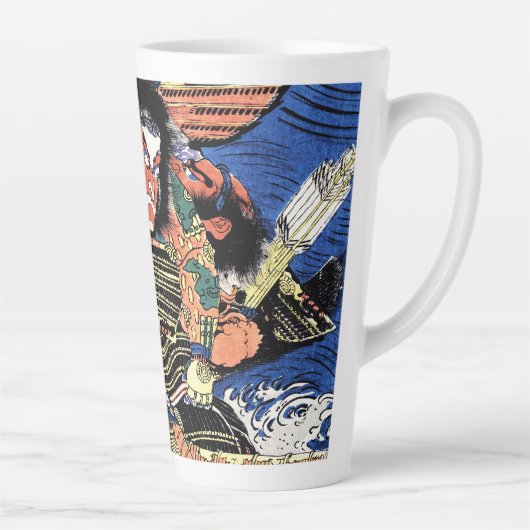 Cool japanese ukiyo-e legendarische strijder samur latte mok (Rechts)