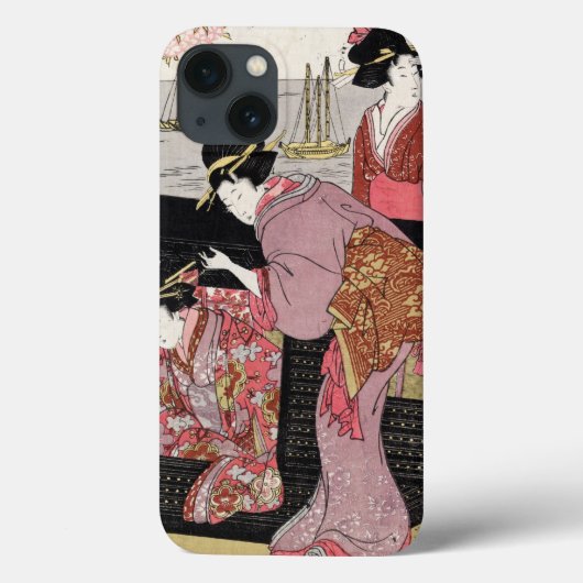 Cool japanese ukiyo-e trio geisha lady scroll Case-Mate iPhone case (Achterkant)