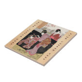 Cool japanese ukiyo-e trio geisha lady scroll tegeltje (Zijkant)