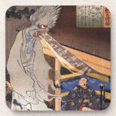 Cool Japans Ghost Woodblock Print Bier Onderzetter (Voorkant)