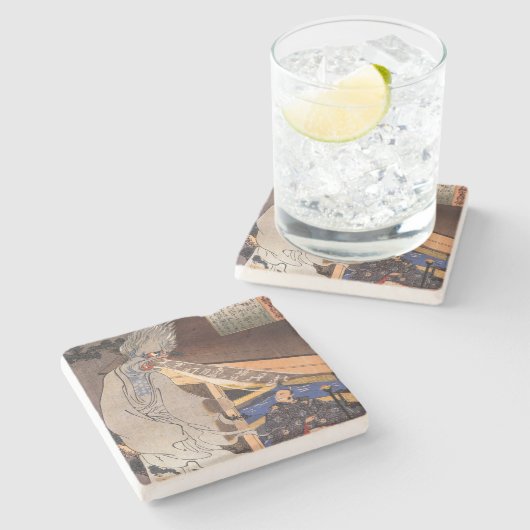 Cool  Japans Ghost Woodblock Print Stenen Onderzetter (Zijkant)