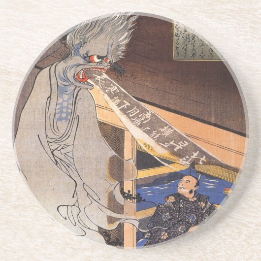 Cool  Japans Ghost Woodblock Print Zandsteen Onderzetter (Voorkant)