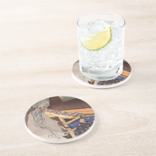 Cool Japans Ghost Woodblock Print Zandsteen Onderzetter