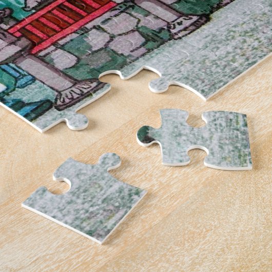 Cool japans kawase hasui tempelbos legpuzzel (Zijkant)