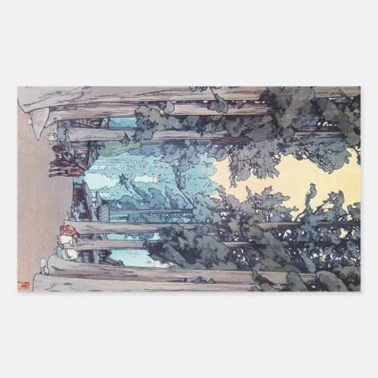 Cool japans klassiek schilderij Hiroshi Tada Rechthoekige Sticker (Voorkant)