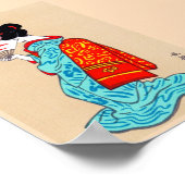 Cool japans klassieker geisha lady kimono fan poster (Hoek)