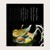 Cool japans mandarina eend zwarte vijver sneeuw visitekaartje (Buitenkant ongevouwen)