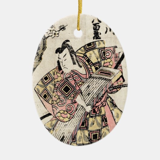 Cool japans  samurai ukiyo-e scroll keramisch ornament (Voorkant)