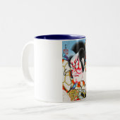 Cool japans traditioneel kabuki makeup tadamasa tweekleurige koffiemok (Voorkant links)