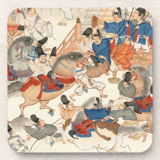 Cool-japans -ukio-e-paardenriders cavalerie onderzetter (Voorkant)