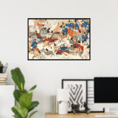 Cool-japans -ukio-e-paardenriders cavalerie poster (Thuiskantoor)