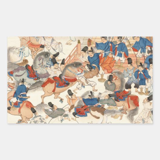 Cool-japans -ukio-e-paardenriders cavalerie rechthoekige sticker (Voorkant)