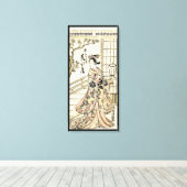 Cool japans  ukiyo-e geisha lady scroll canvas afdruk (Insitu (Houten vloer))
