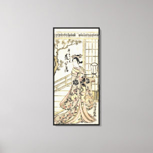 Cool japans  ukiyo-e geisha lady scroll canvas afdruk