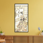 Cool japans  ukiyo-e geisha lady scroll canvas afdruk (Insitu (Woonkamer))