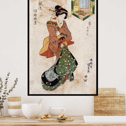 Cool japans ukiyo-e geisha lady scroll poster (Keuken)