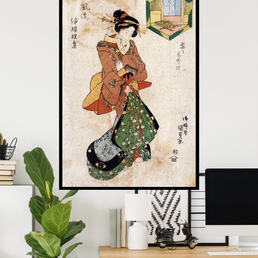 Cool japans  ukiyo-e geisha lady scroll poster (Thuiskantoor)