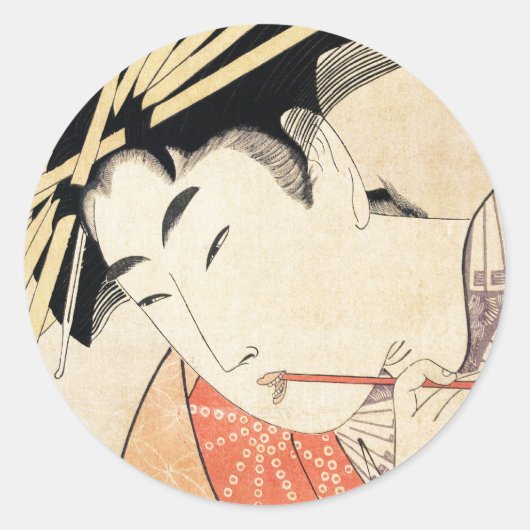 Cool japans -ukiyo-e-geisha-portret ronde sticker (Voorkant)
