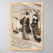 Cool japans ukiyo-e scroll twee geisha poster (Voorkant)