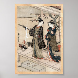 Cool japans  ukiyo-e scroll twee geisha poster