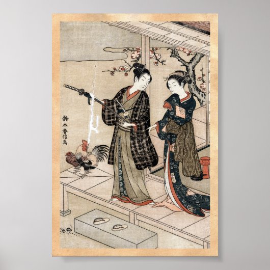Cool japans  ukiyo-e scroll twee geisha poster (Voorkant)