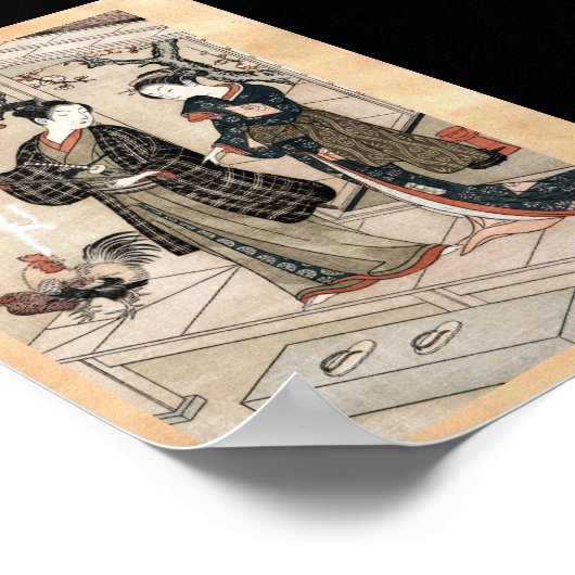 Cool japans ukiyo-e scroll twee geisha poster (Hoek)