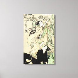Cool japans  ukiyo-e scroll twee geishas canvas afdruk