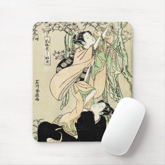 Cool japans ukiyo-e scroll twee geishas muismat (Met muis)