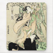 Cool japans  ukiyo-e scroll twee geishas muismat (Voorkant)