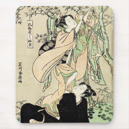 Cool japans  ukiyo-e scroll twee geishas muismat (Voorkant)