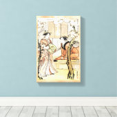 Cool japans  ukiyo-e twee geisha scroll canvas afdruk (Insitu (Houten vloer))