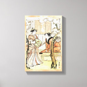 Cool japans  ukiyo-e twee geisha scroll canvas afdruk