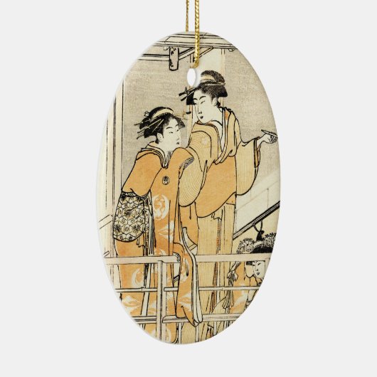 Cool japans  ukiyo-e twee geishaktscroller keramisch ornament (Rechts)