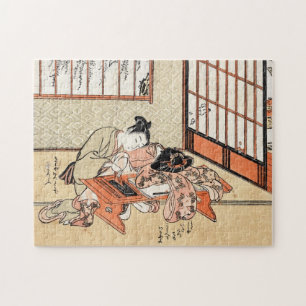 Cool japans vintage ukiyo-e geisha scroll lumbar legpuzzel
