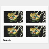Cool japanse mandarina duck zwarte vijver sneeuw rechthoekige sticker (Vel)