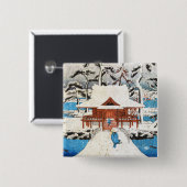 Cool-japanse  ukiyo-e-meersneeuw vierkante button 5,1 cm (Voorkant /achterkant)