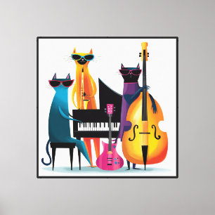 Cool Jazz Cats Musici Band Canvas Afdruk