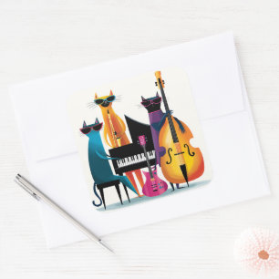 Cool Jazz Cats Musici Band Vierkante Sticker