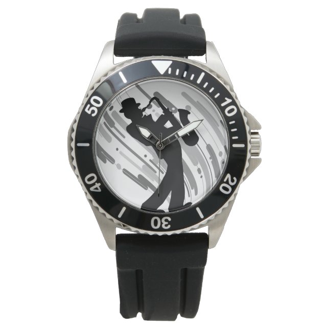 Cool Jazz Musician Theme Mannen Masculine Wristwat Horloge (Voorkant)