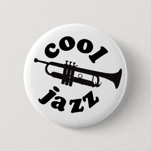 cool jazz print silhouette trumpet ronde button 5,7 cm