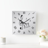 Cool Jazz Roman Numerals Vierkante Klok (Huis)