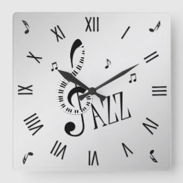 Cool Jazz Roman Numerals Vierkante Klok