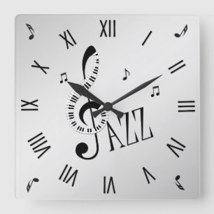 Cool Jazz Roman Numerals Vierkante Klok