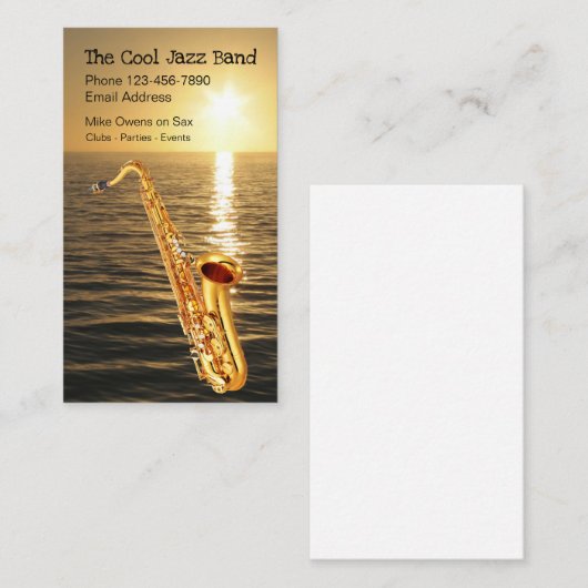 Cool Jazz Sunset Saxophone Theme Visitekaartje (Voorkant / Achterkant)
